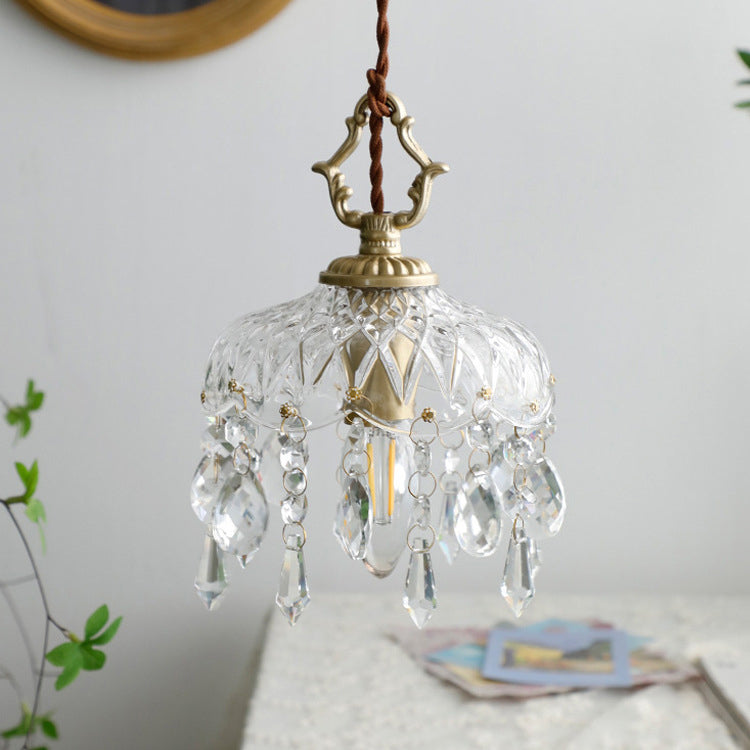 Vintage Decorative Floral Crystal 1-Light Pendant Light