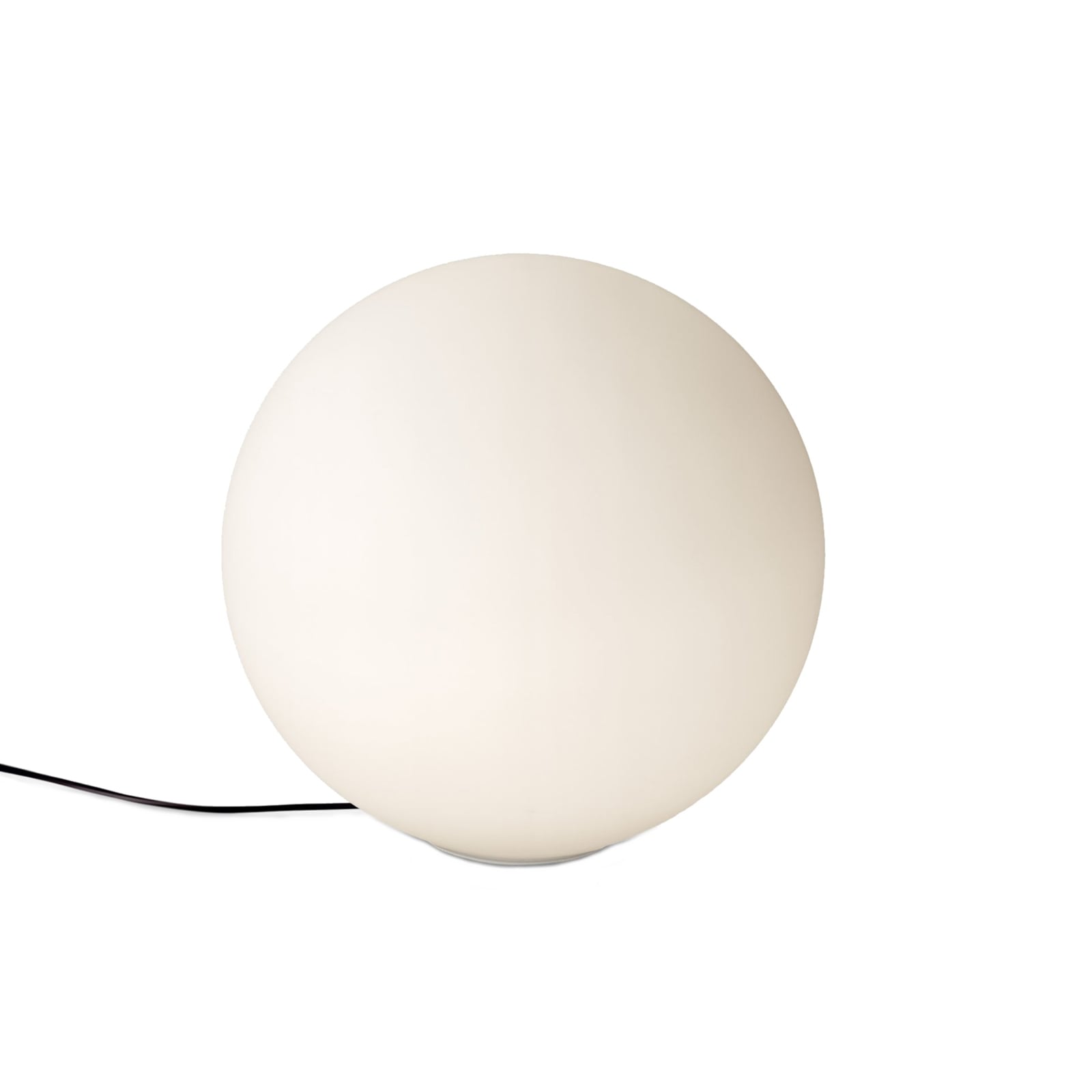 Sfera Lunare opal glass table lamp — spherical white glass globe lamp, lit