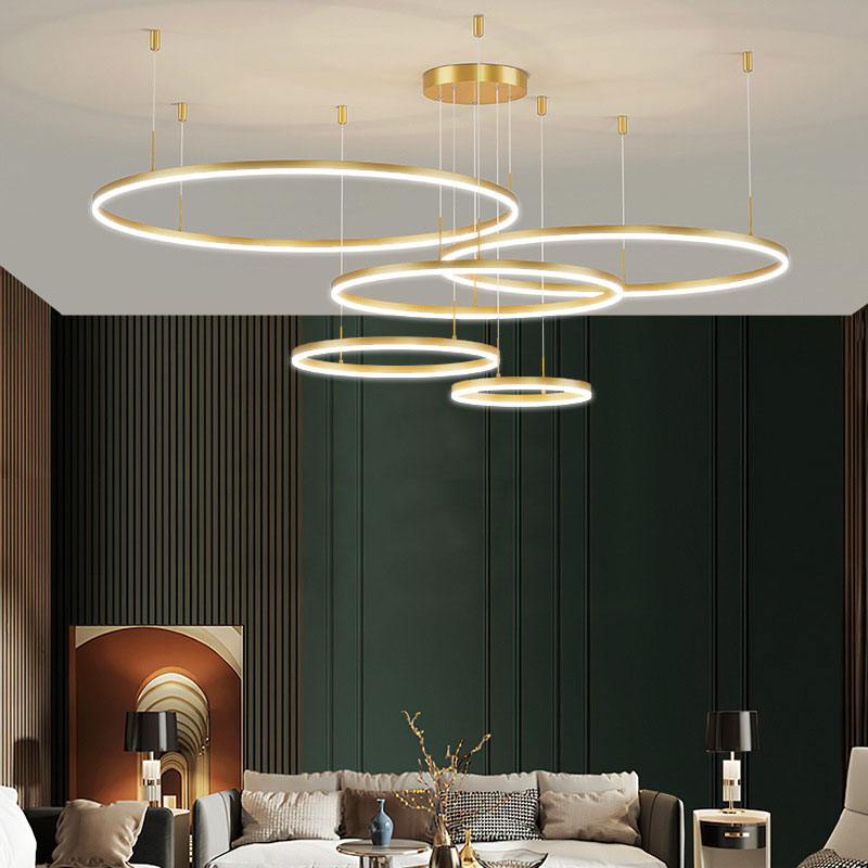 Hanglamp Ring LED Goud Zwart Metaal Acryl Dimbaar Woonkamer Eetkamer Slaapkamer | Sansoti