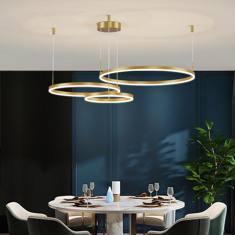 Hanglamp Ring LED Goud Zwart Metaal Acryl Dimbaar Woonkamer Eetkamer Slaapkamer | Sansoti