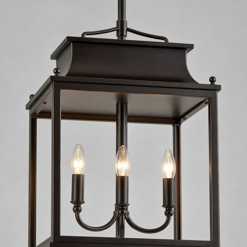 Close-up of the oil bronze lantern frame and candelabra arms
