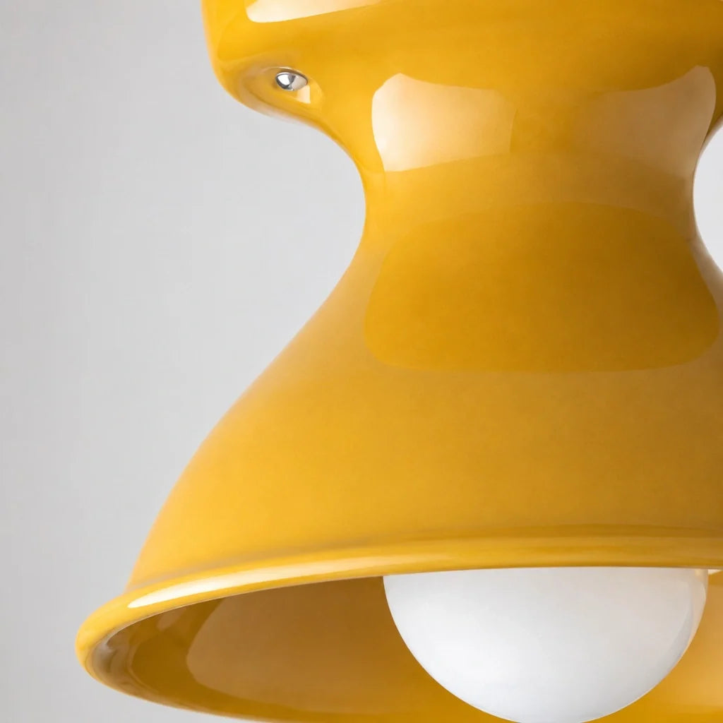 Close-up of the glossy Chamomile yellow glaze