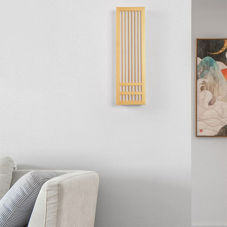 Modern Minimalist Solid Wood Acrylic Rectangular LED Wall Sconce Lamp for Living Room