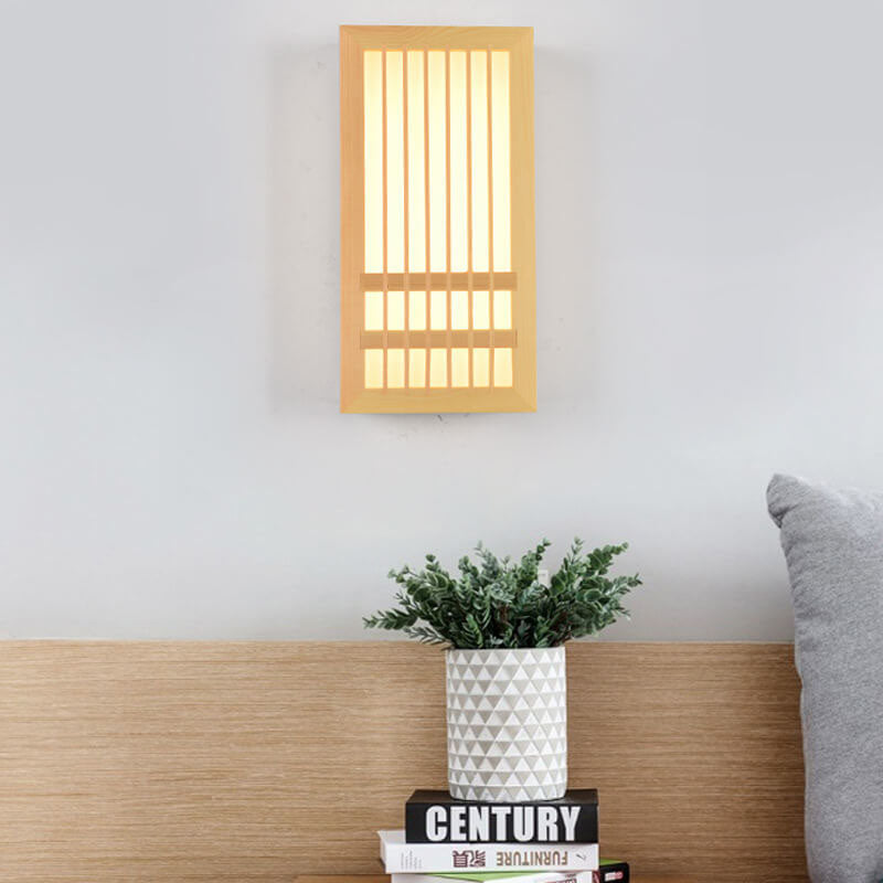 Modern Minimalist Solid Wood Acrylic Rectangular LED Wall Sconce Lamp for Living Room