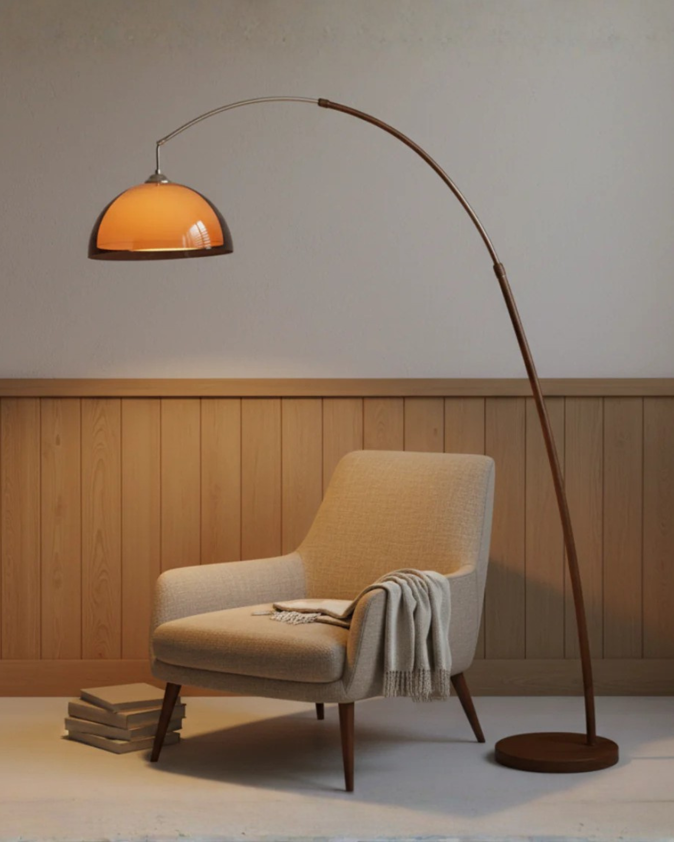 Ventoro Arc Floor Lamp - Modern Standing Lamp with Warm Dome Shade for Living Room