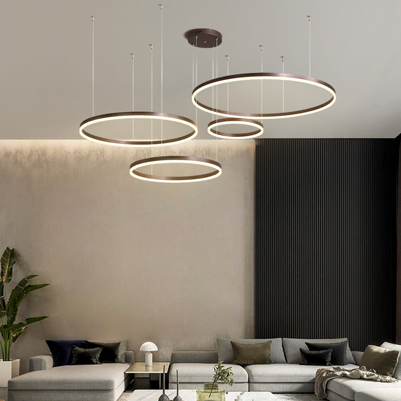Hanglamp Ring LED Goud Zwart Metaal Acryl Dimbaar Woonkamer Eetkamer Slaapkamer | Sansoti