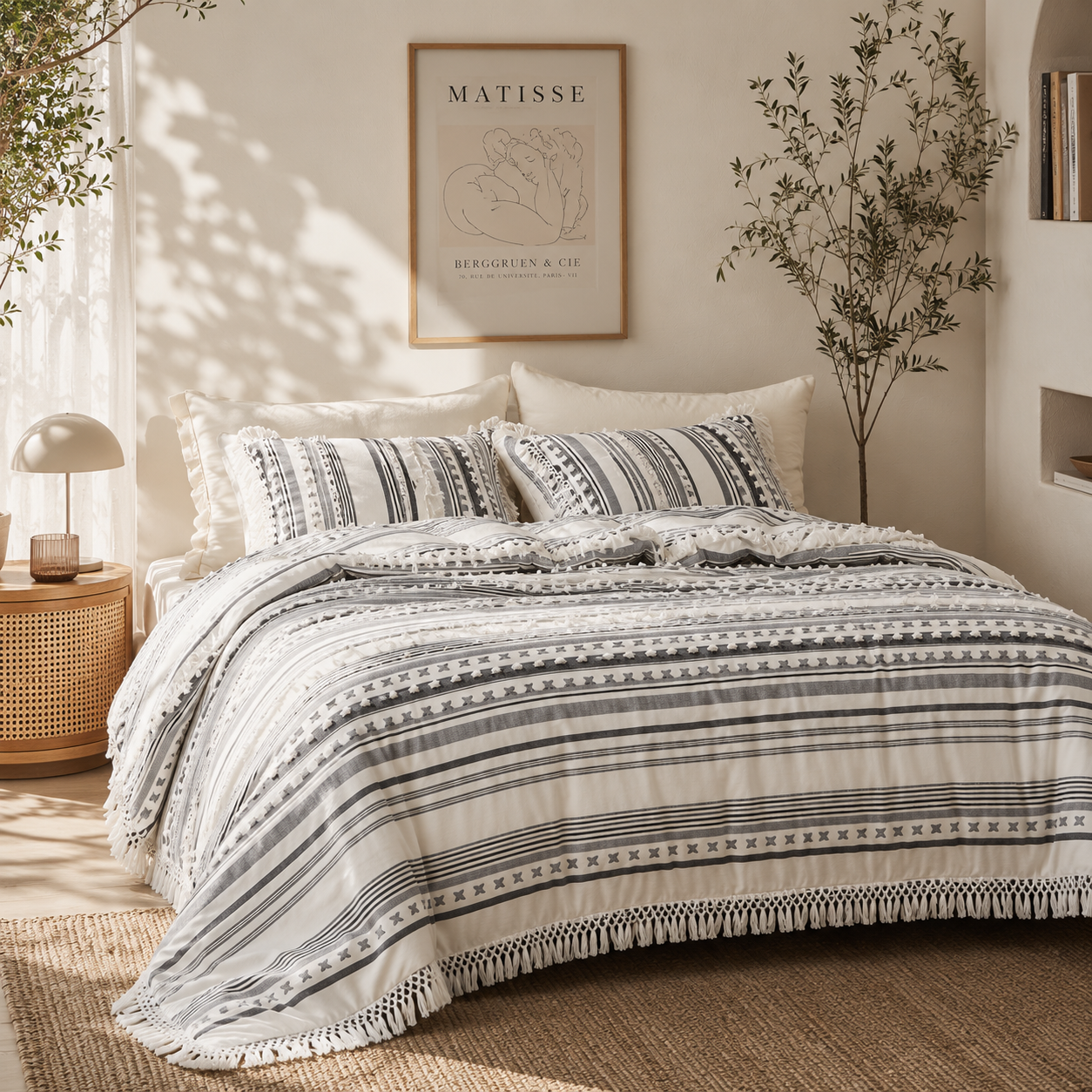 Riviera Tufted Stripe Duvet Set