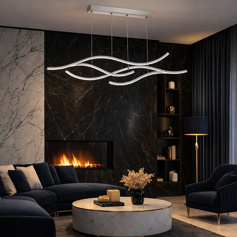 Curved LED Pendant Light Wavy LED Metal Ceiling Light