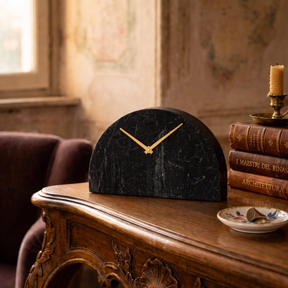 Maurelle Decorative Half Moon Marble Mantel Clock