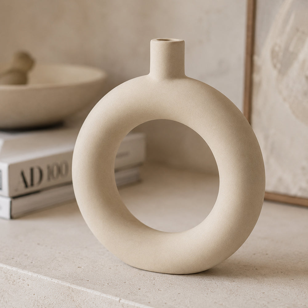Vase en céramique simple Arrangement de fleurs séchées Décoration de la maison Ornement Vase d'art pour salon M