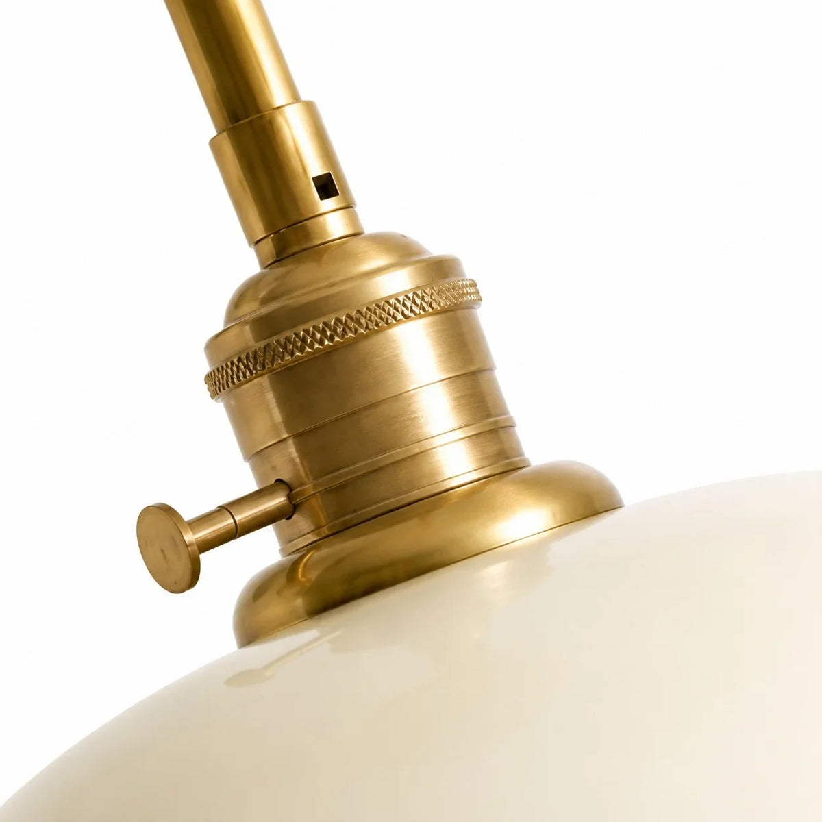 Close-up of the turned brass socket with side key