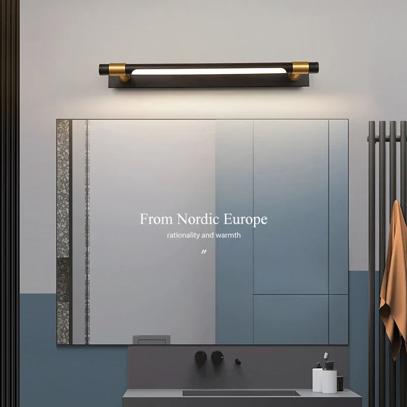 YEEB Modern Copper Mirror Light Toilet Vanity Black Golden Wall Lamp
