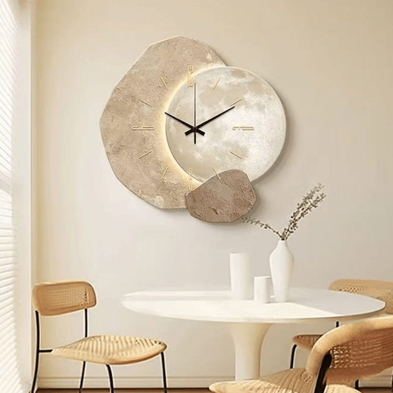 Wall clock - Moon design in a dining nook