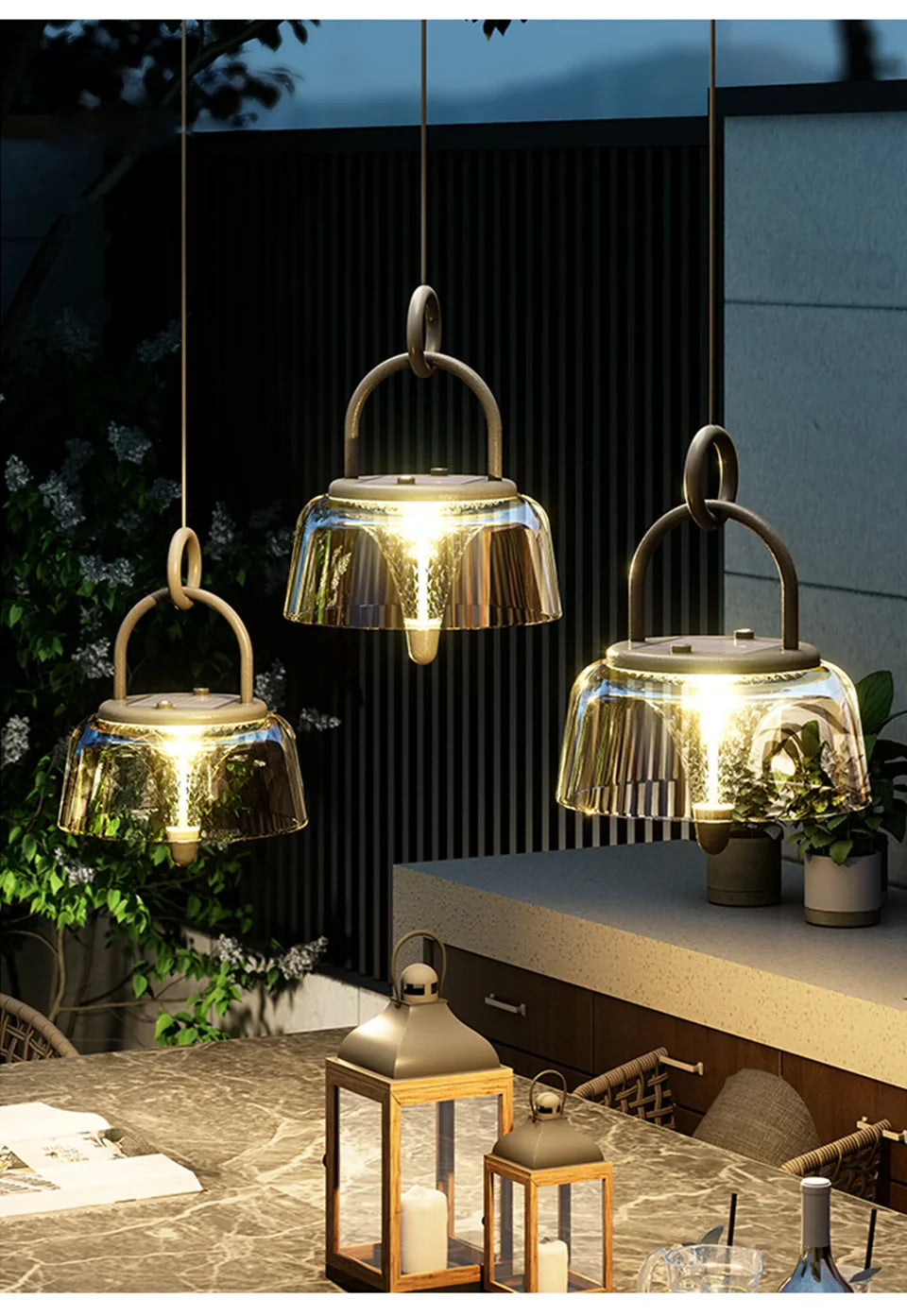 IIS Solar Waterproof Hanging Lantern – 3-Mode USB Rechargeable Garden Patio Lamp