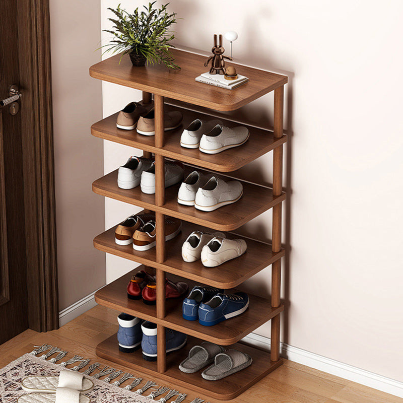 6/7 Tier Entryway Shoe Organizer - Minimalist PVC and Wood Design