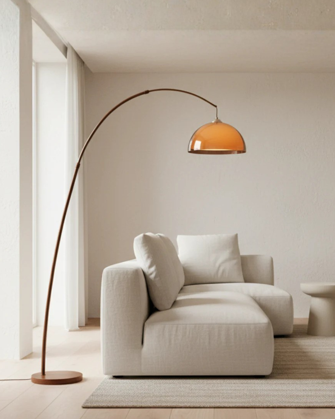 Ventoro Arc Floor Lamp - Modern Standing Lamp with Warm Dome Shade for Living Room