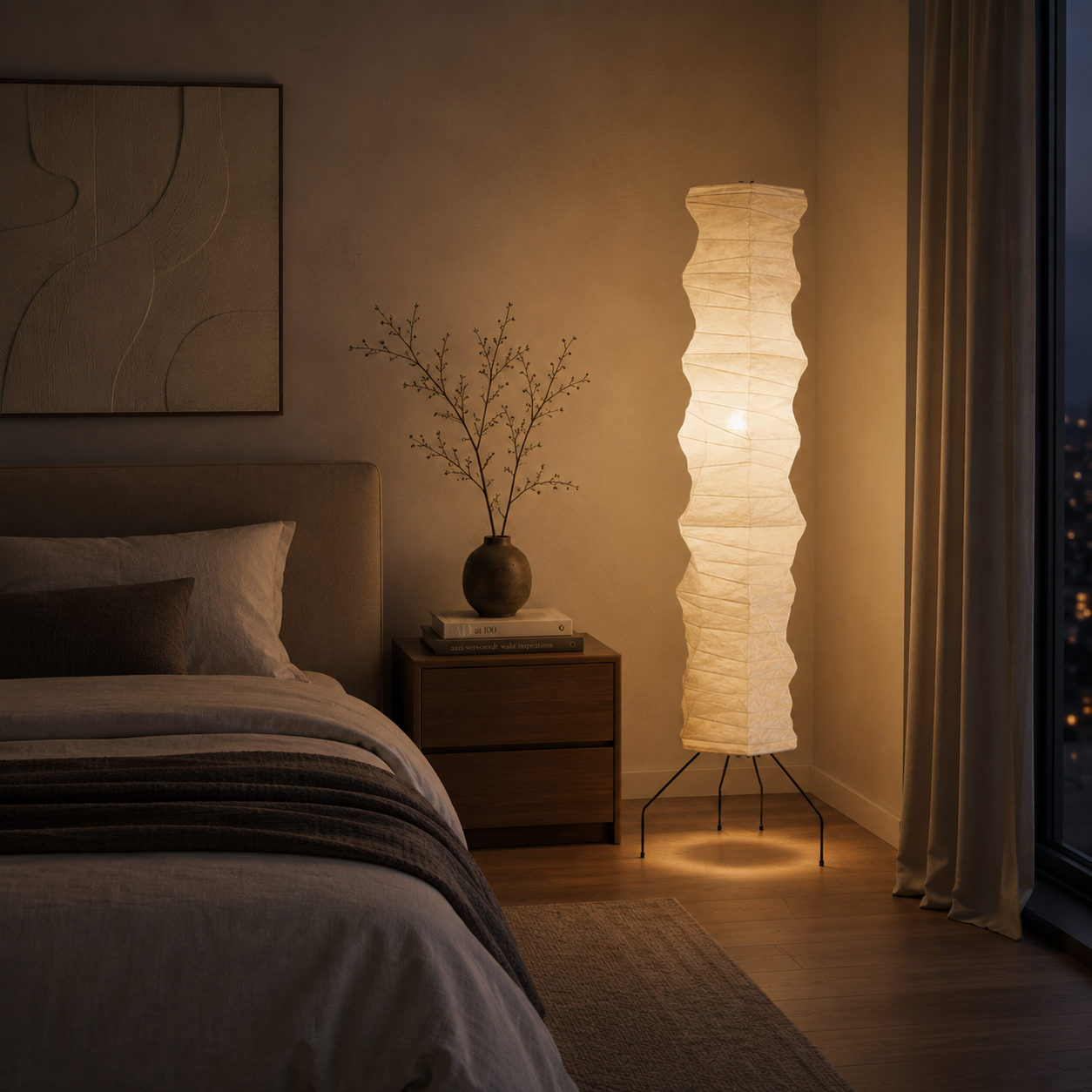 Luna Velata Rice Paper Floor Lamp