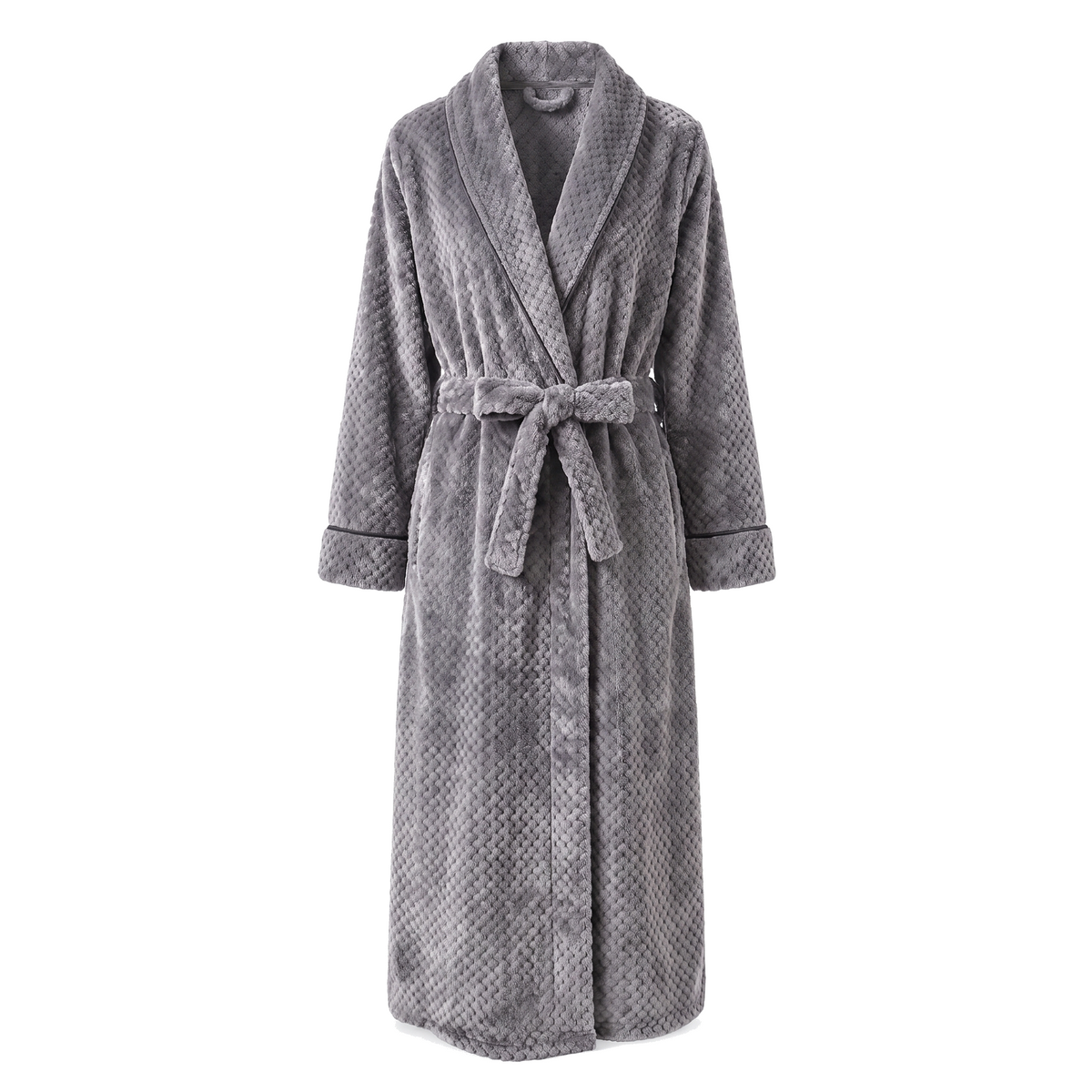 Abbraccio long shawl fleece robe Gray hero