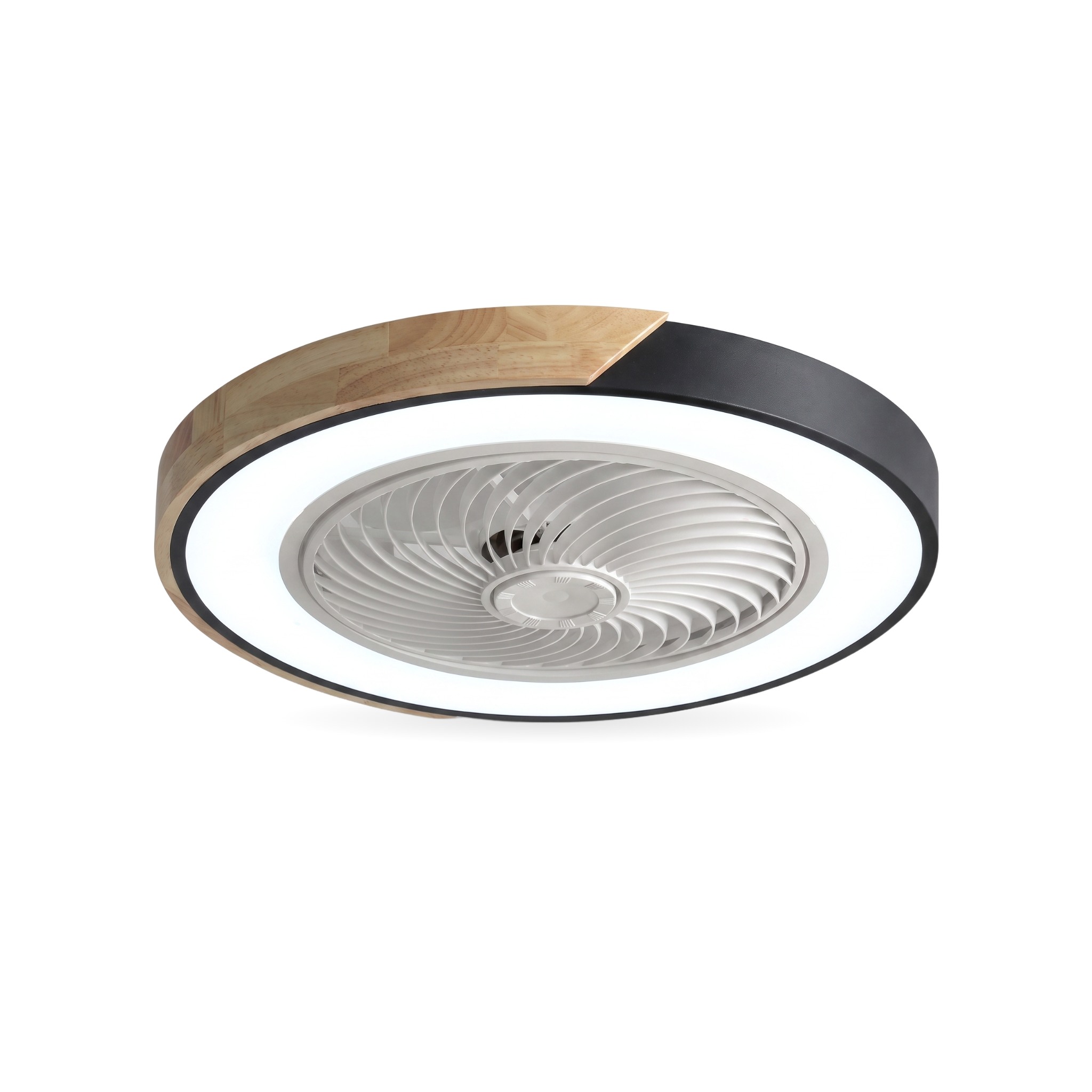 Zanoro Casa Aria Nordica ceiling fan light, black round, cool white LED, studio white