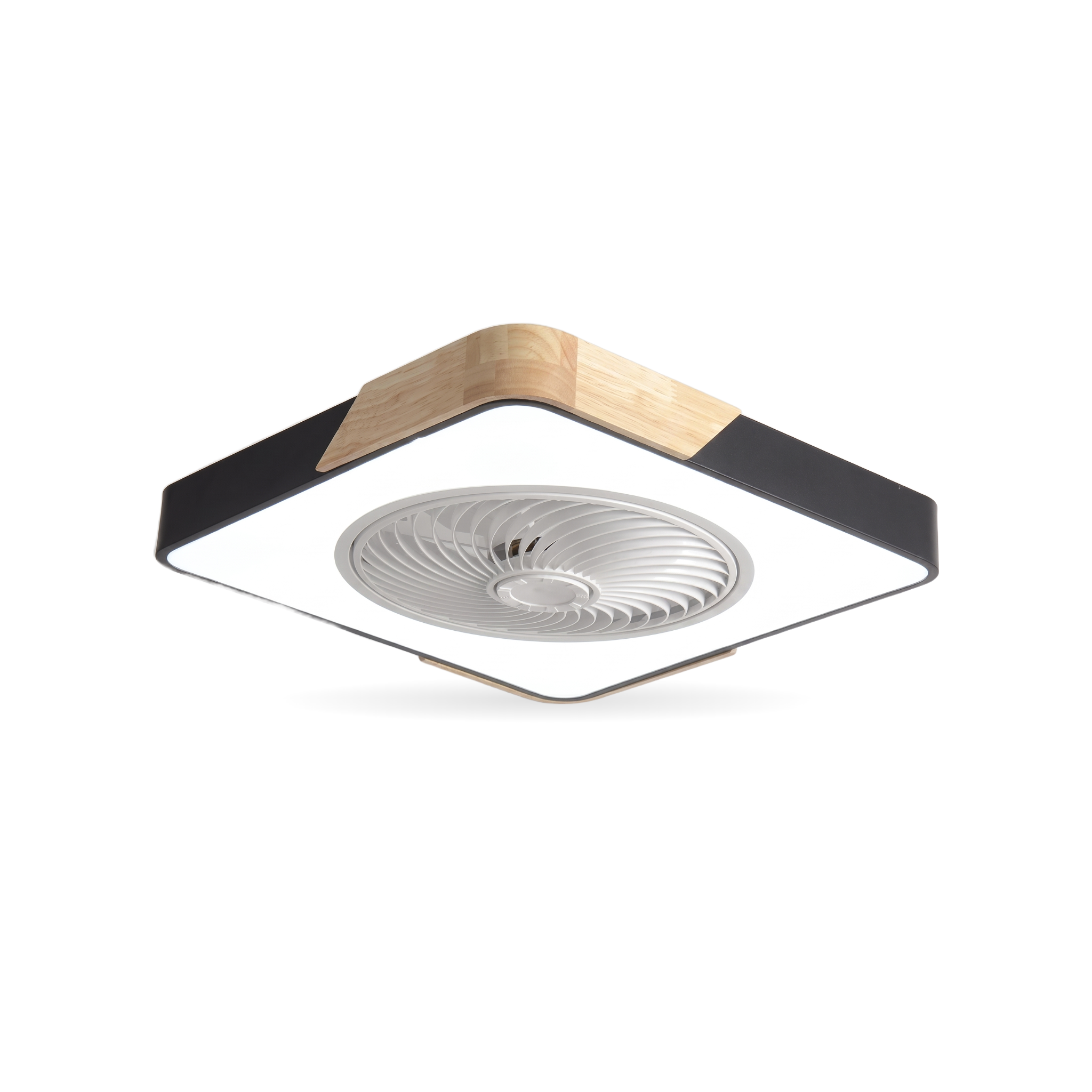 Zanoro Casa Aria Nordica ceiling fan light, black square, cool white LED, studio white