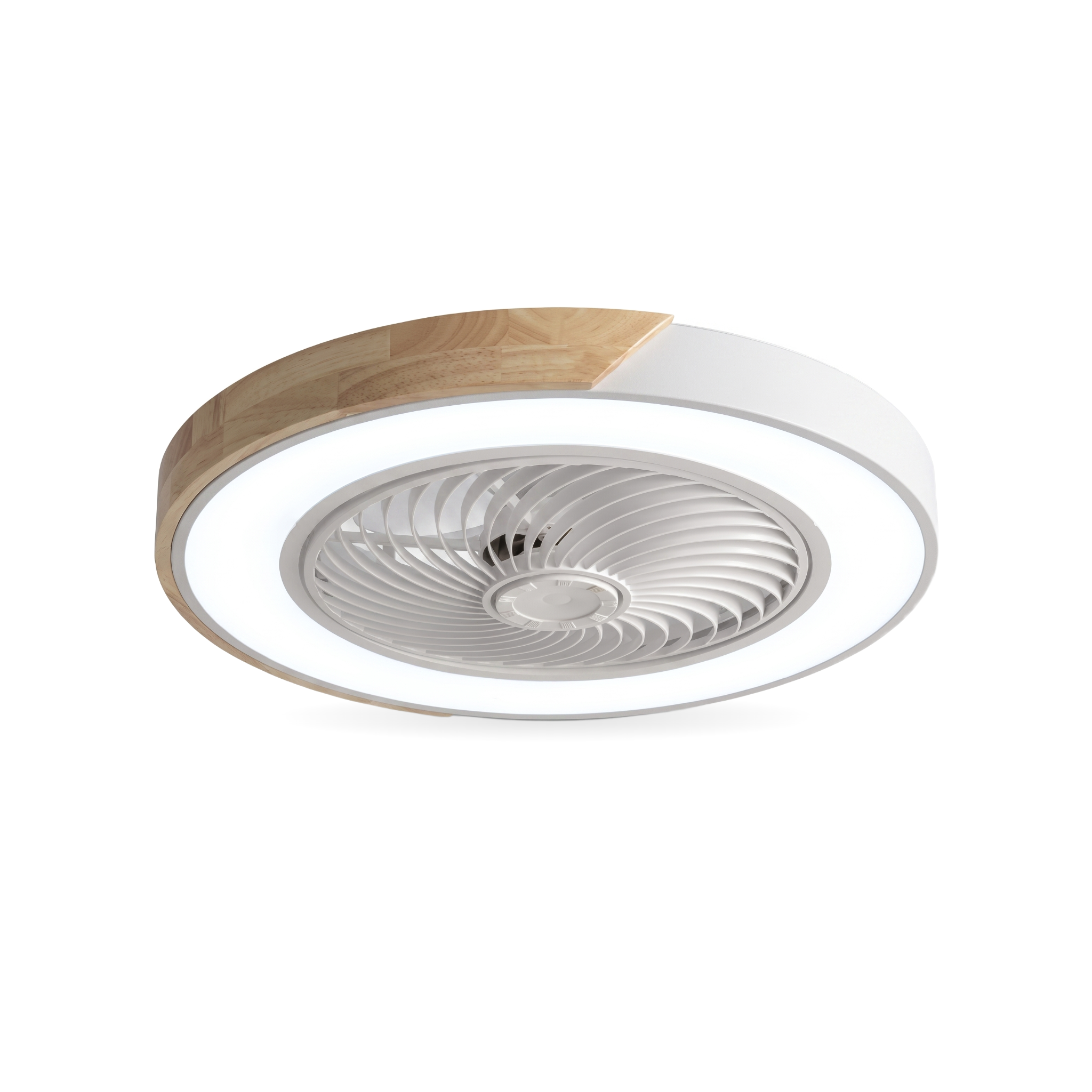 Zanoro Casa Aria Nordica ceiling fan light, white round, cool white LED, studio white