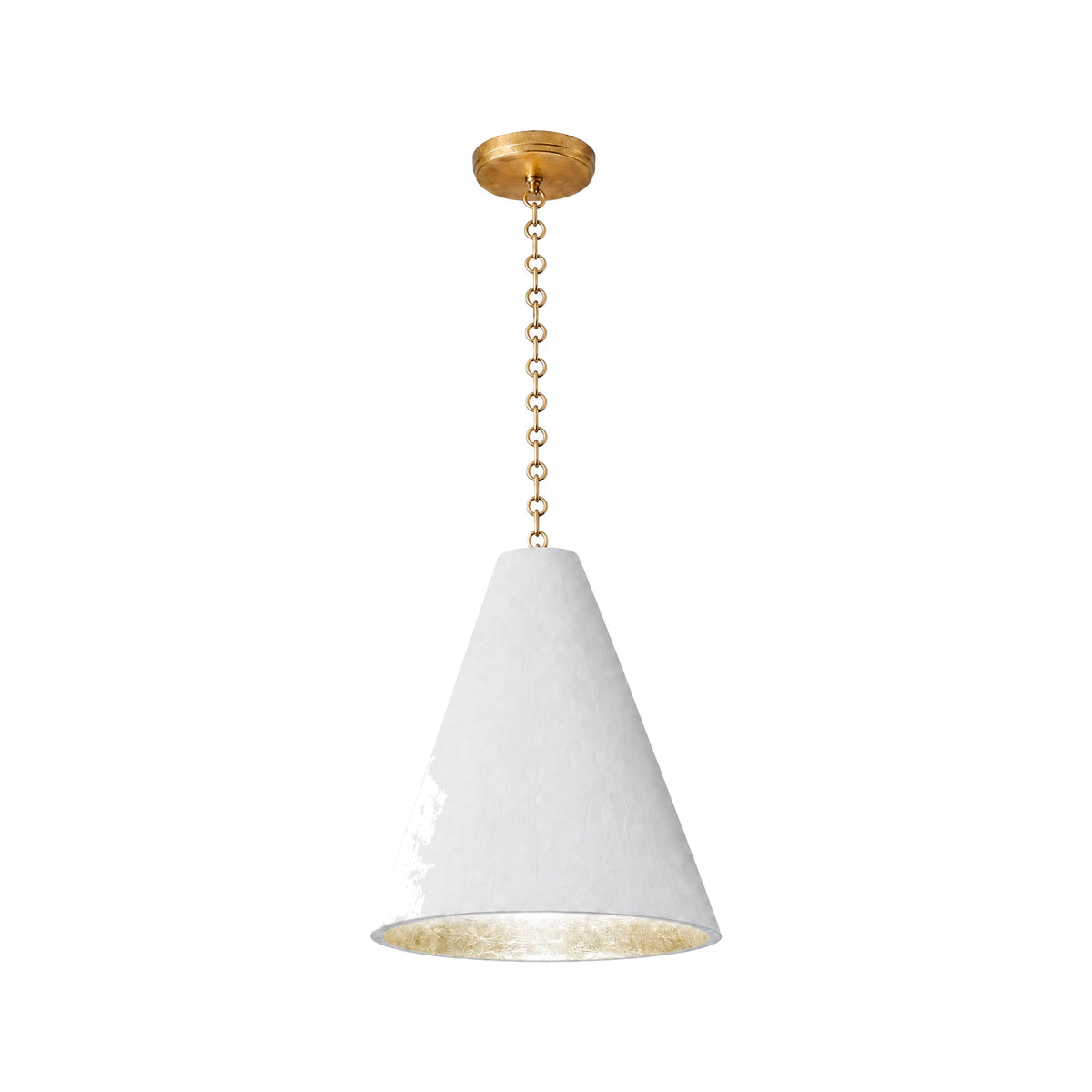 Calma Gessata plaster cone pendant, White & Gold Leaf, Cool White 6000K