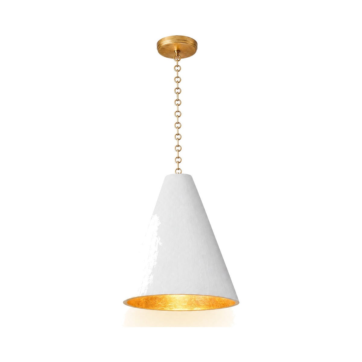 Calma Gessata plaster cone pendant, White & Gold Leaf, Warm White 3000K