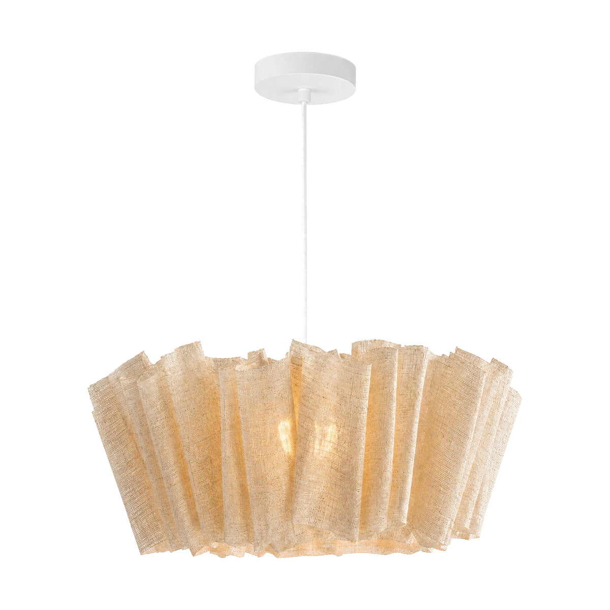 Corolla woven abaca pendant light with White cable set