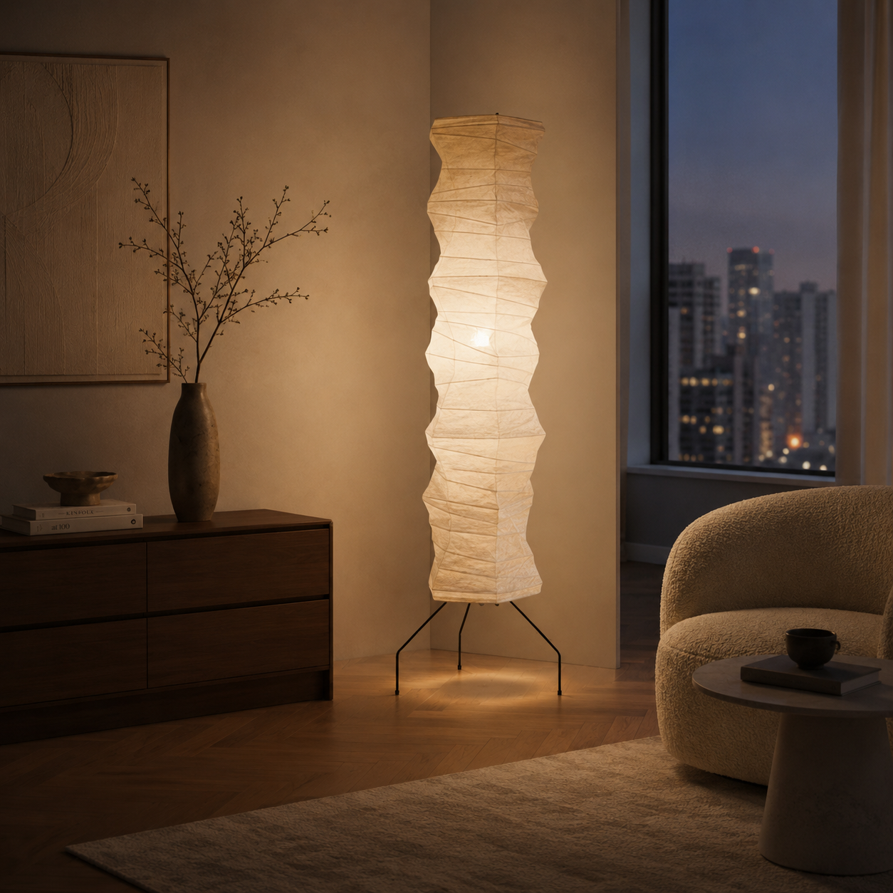 Luna Velata Rice Paper Floor Lamp
