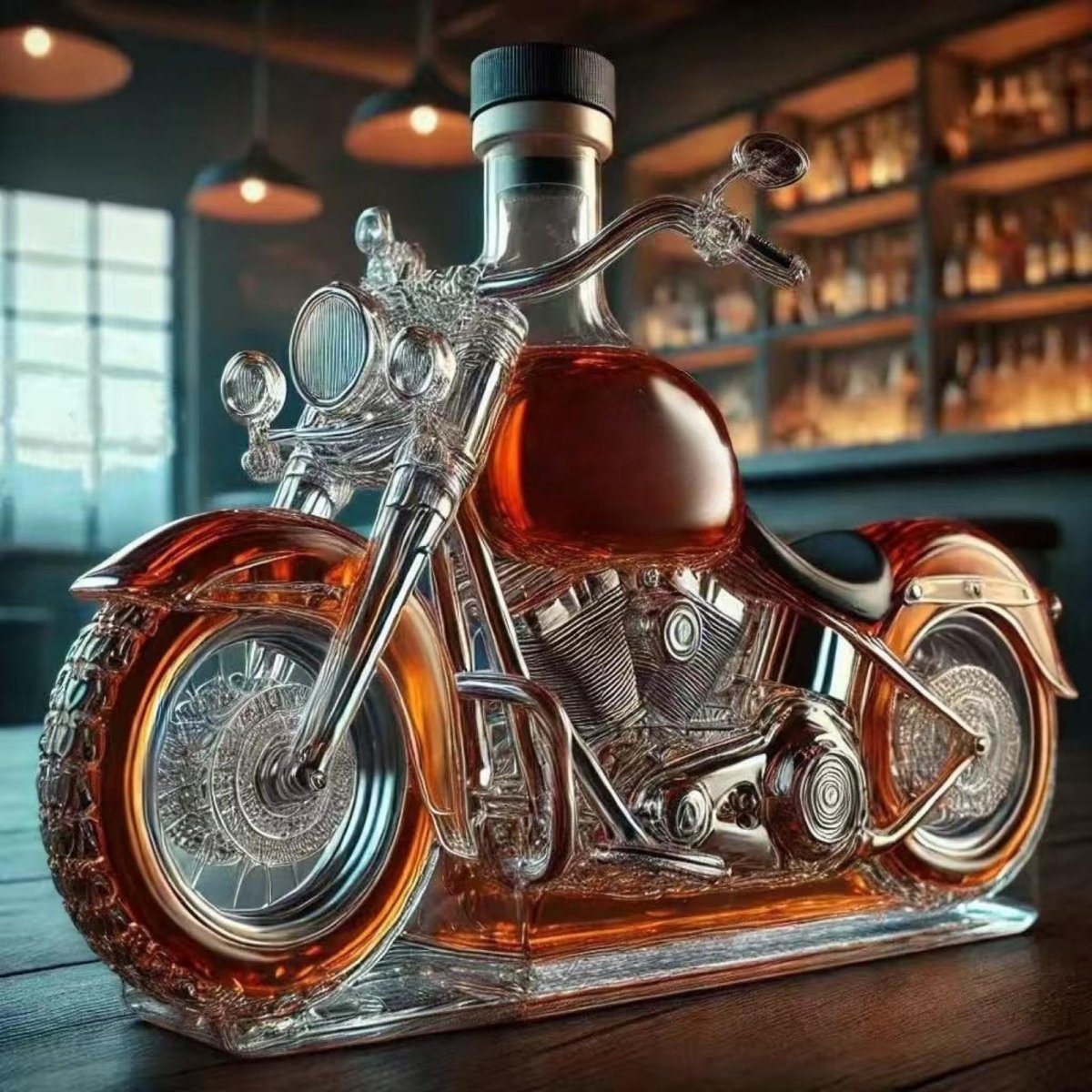 Rombo Motorcycle Whiskey Decanter - product photo side