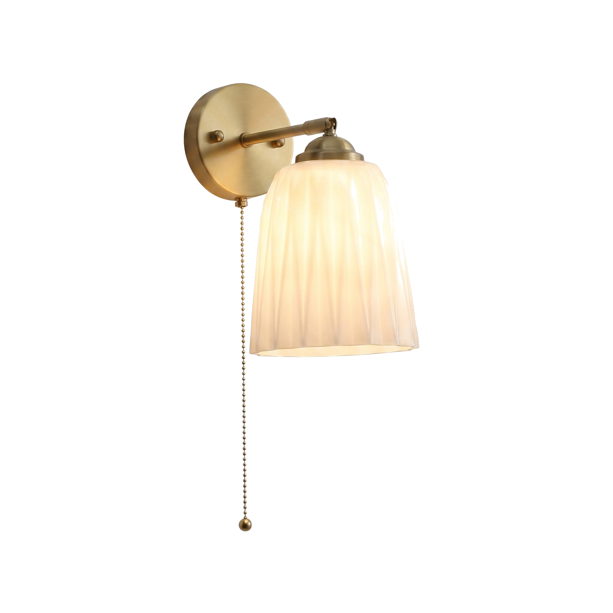 Giglio brass wall sconce, tulip glass shade, on white