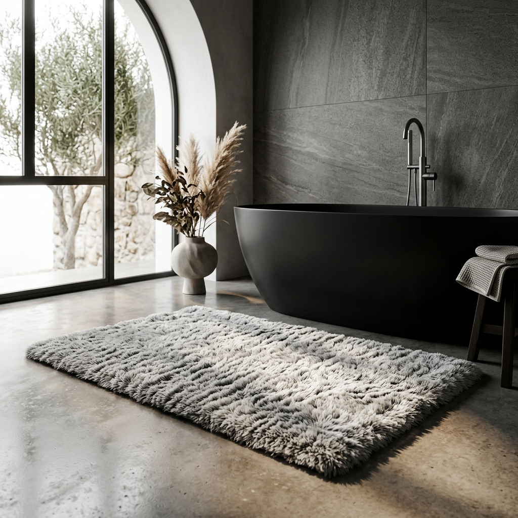 Soffice Lusso Bath Rug - Grey - Contemporary Minimalist Bathroom