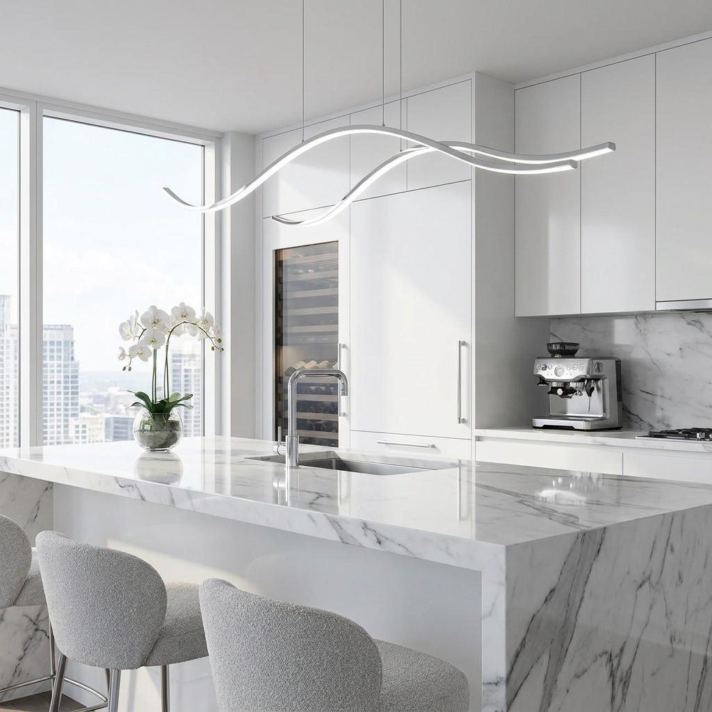 Aurelia Cascata Pendant - Chrome - Modern Kitchen Island