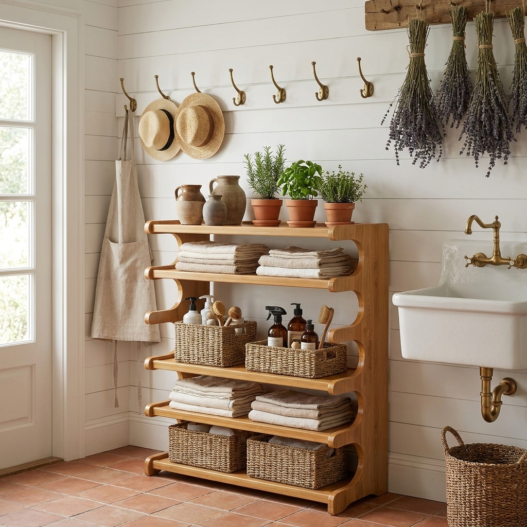 Scarpiera Bamboo Naturale - Italian Mudroom