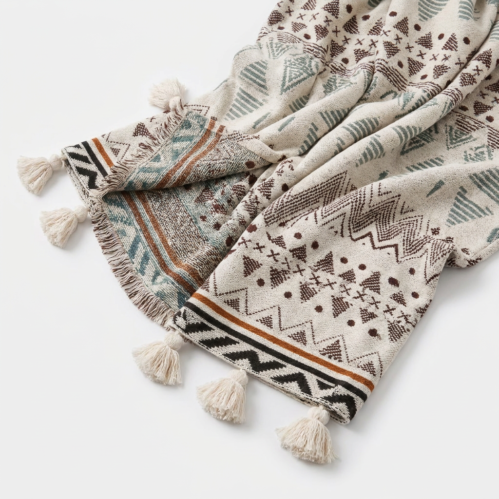 Carezza Mediterranea Throw Blanket - Cream - Hero Product Shot