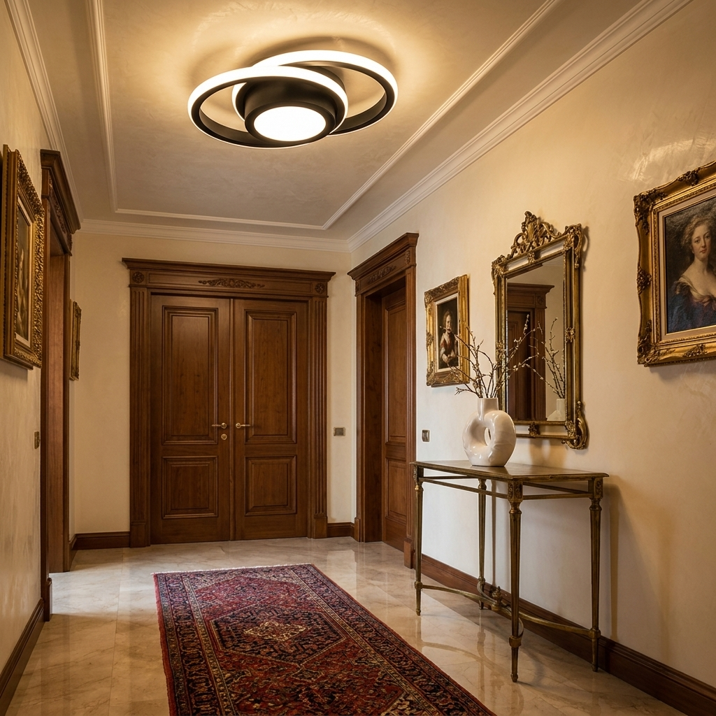 Luminara Geometrica Modern LED Ceiling Light - Matte Black - Venetian Foyer