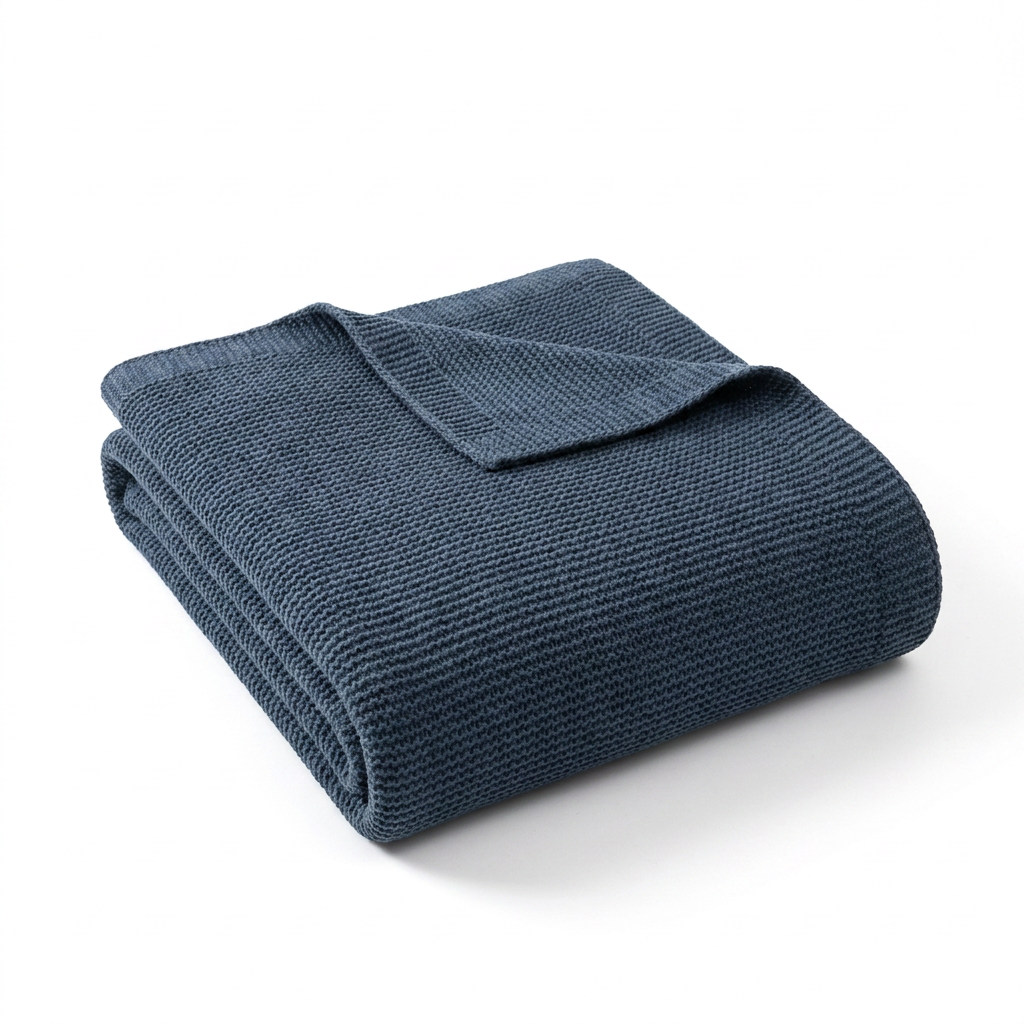 Pavone Costiera Mediterranean Cotton Throw Blanket - Peacock Blue - Hero Product Shot
