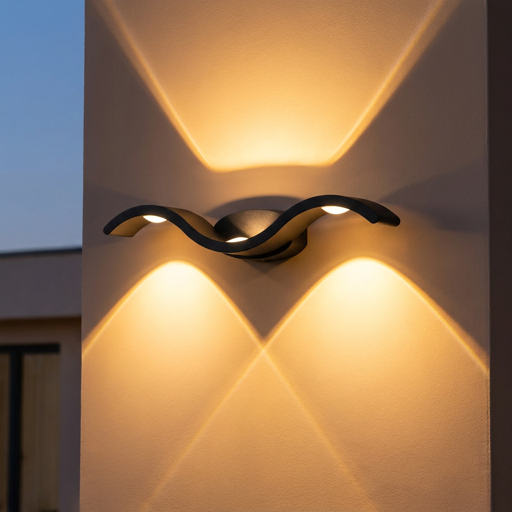 Onda-Black-Warm White-Outdoor Wall