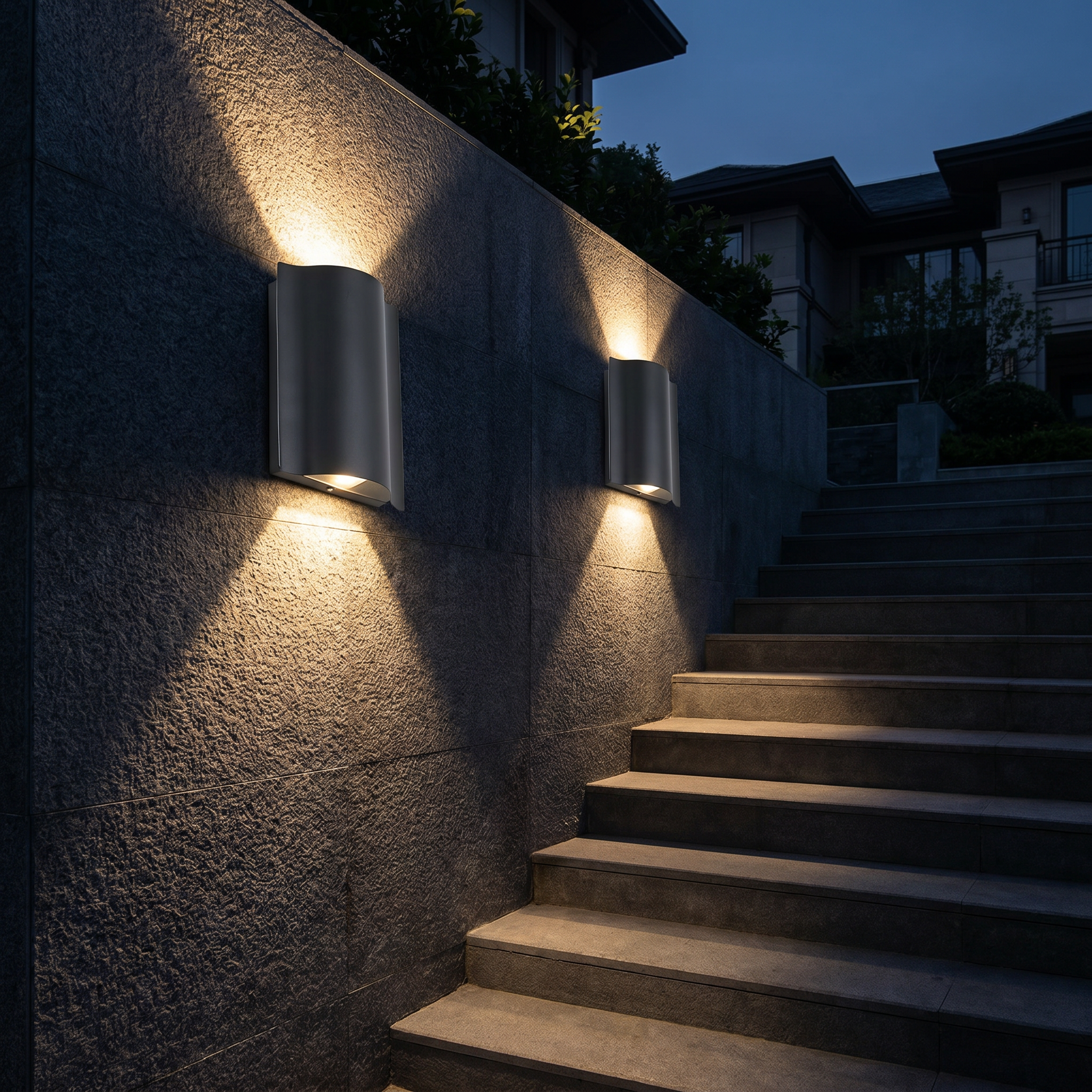 Onda Costiera Outdoor LED Wall Light-Black-Exterior Staircase Night