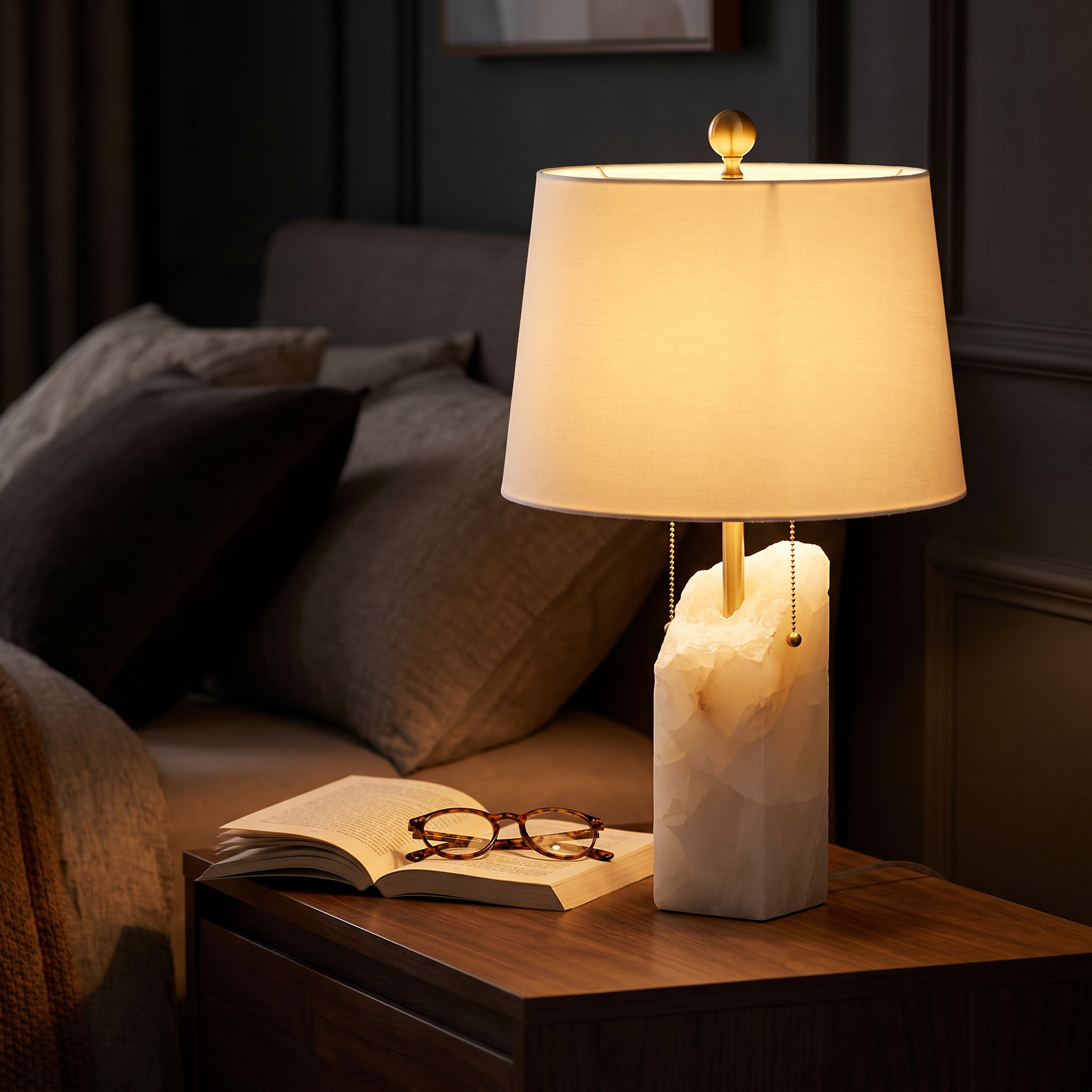 Lume Sereno-White-Evening Bedside