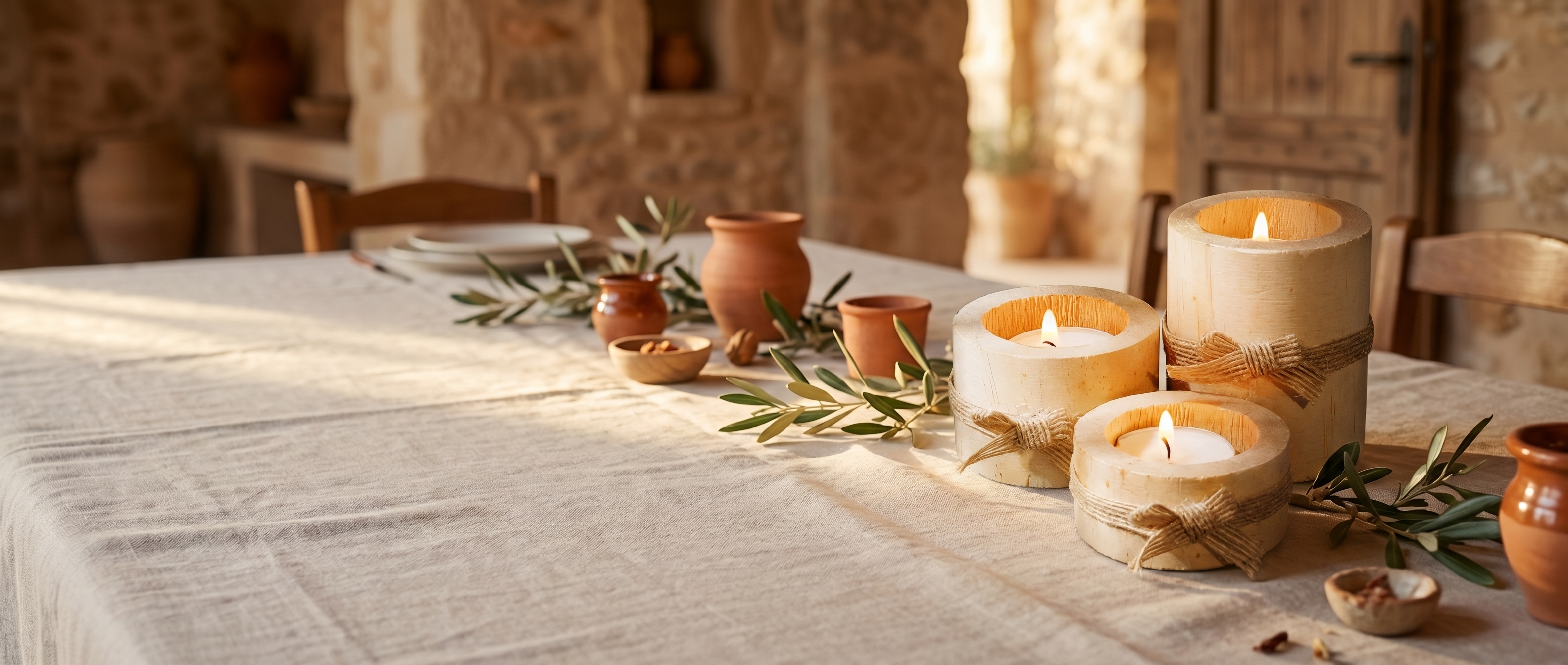 Bagliore Toscano bamboo candle holders lifestyle banner