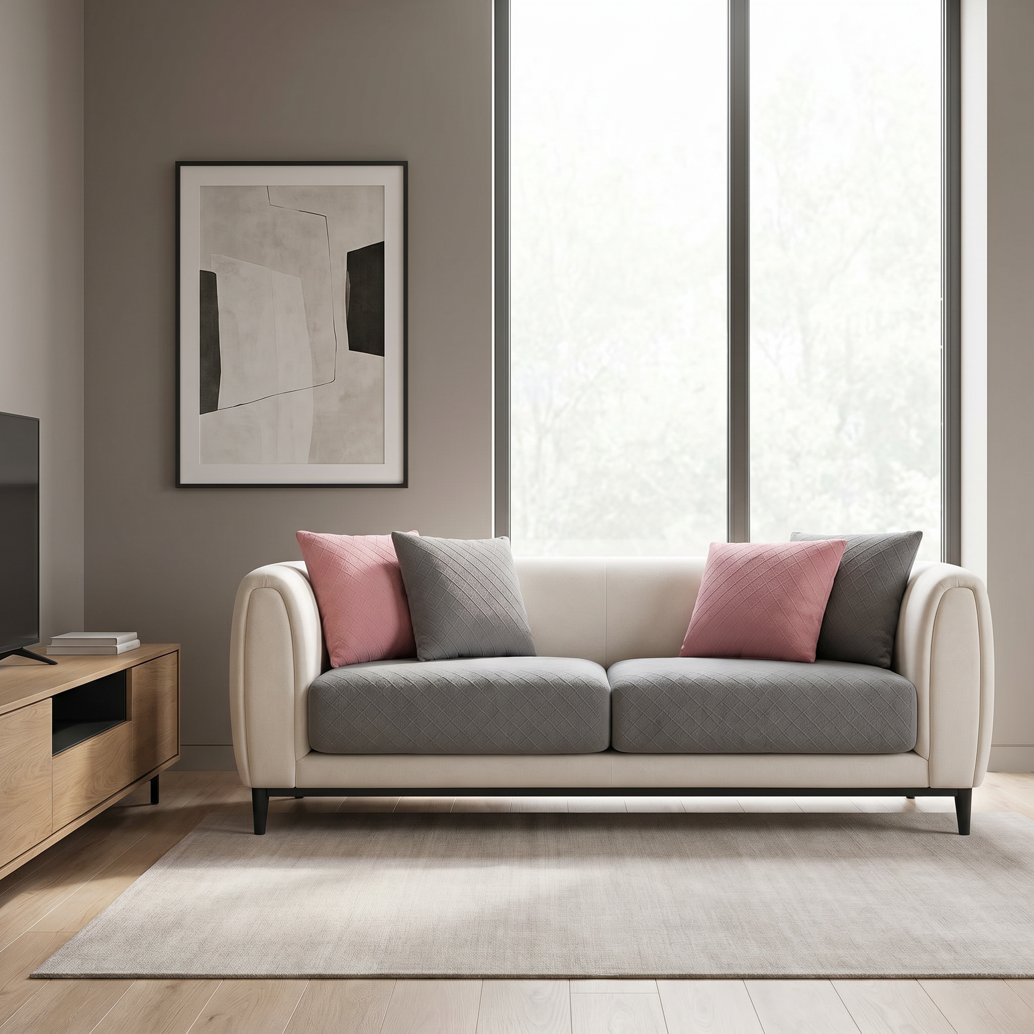 Abbraccio Sereno Quilted Sofa Cover in a contemporary living room