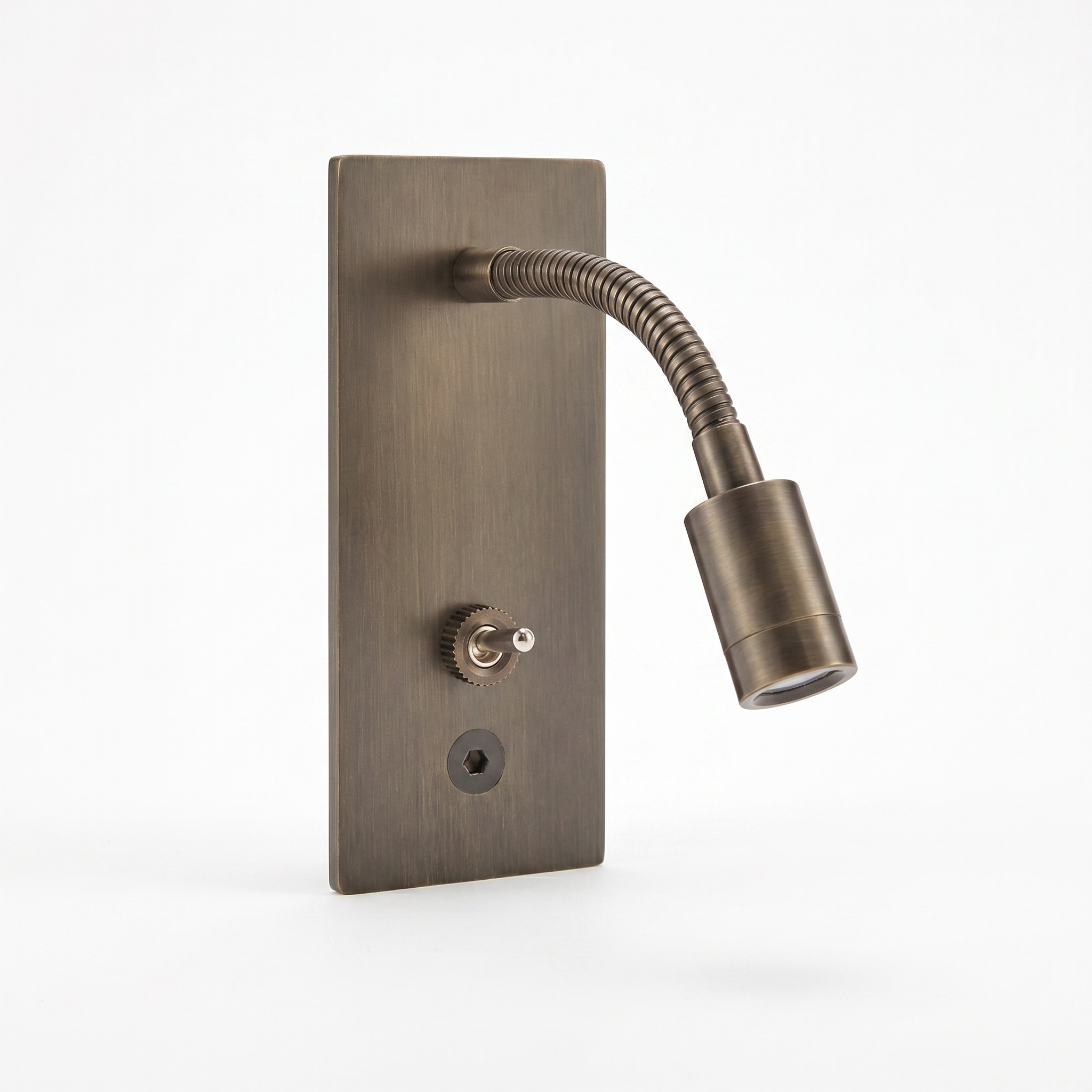 Penombra adjustable wall reading light in bronze finish, white background