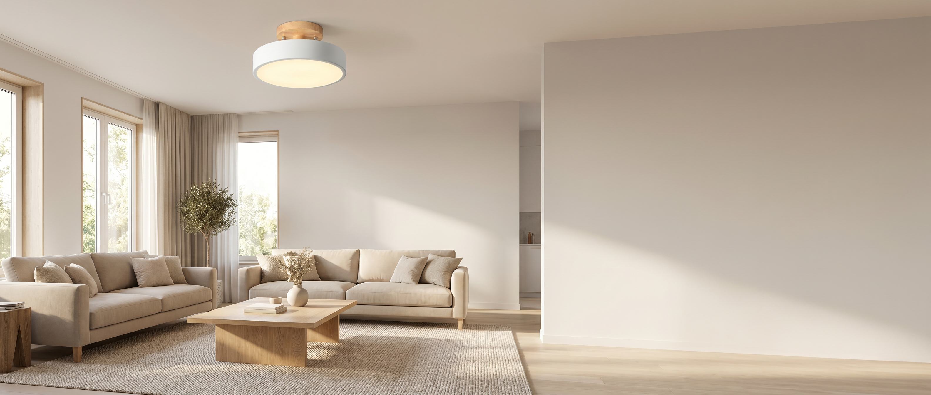 Luce Serena Nordic Wood Ceiling Light banner