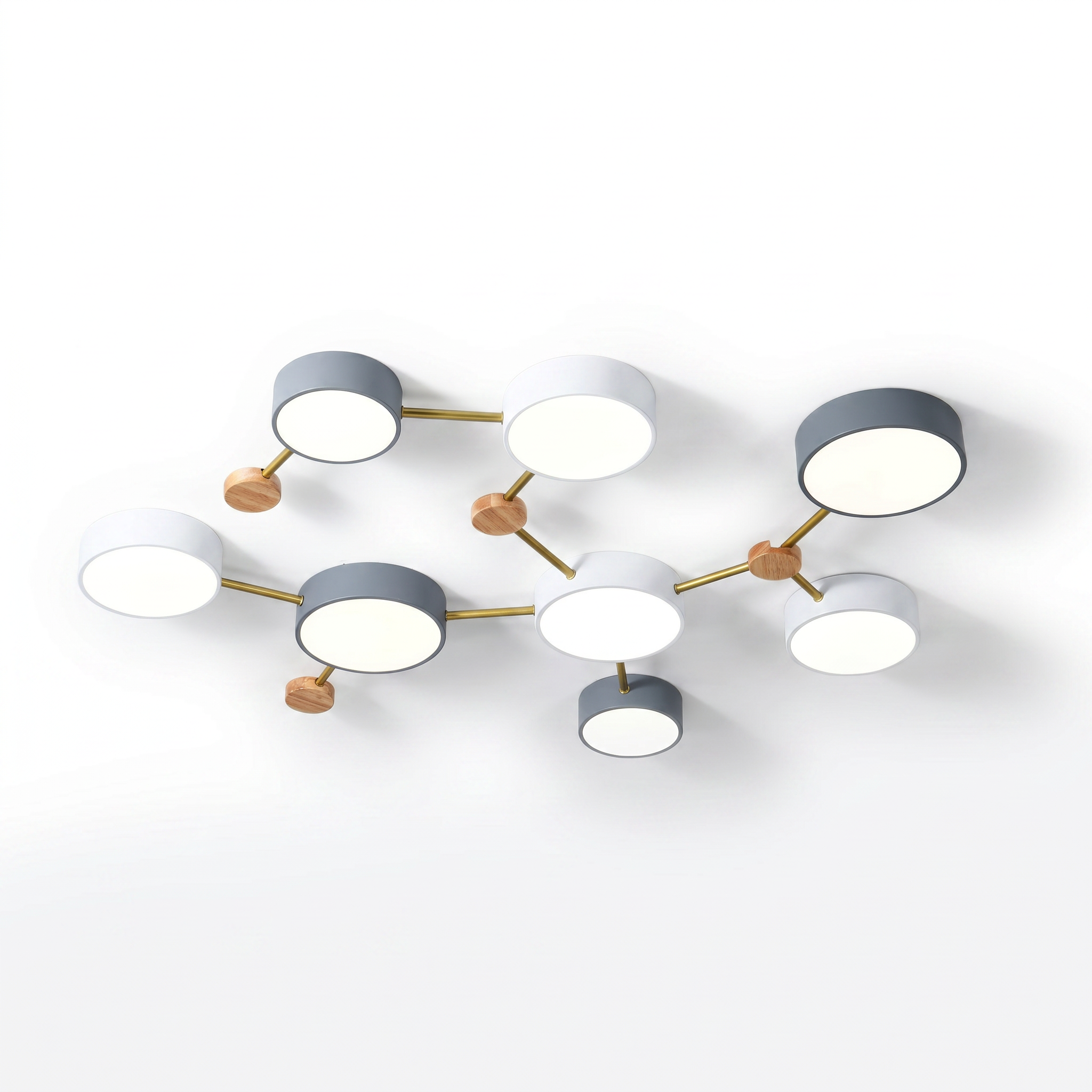 Costellazione Nordica LED flush mount ceiling light, 8-light configuration, on white background