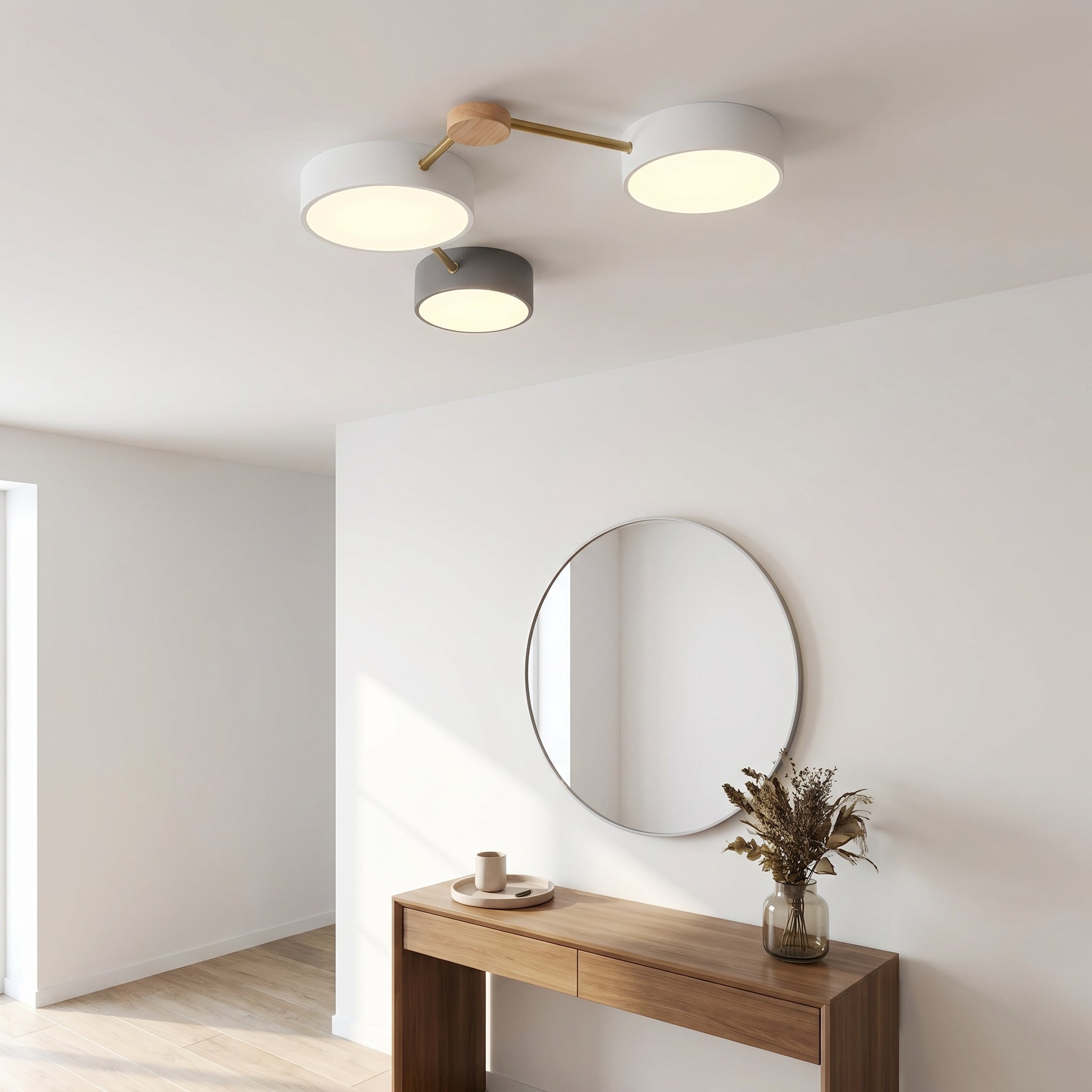 Costellazione Nordica flush mount light in a bright entryway hallway