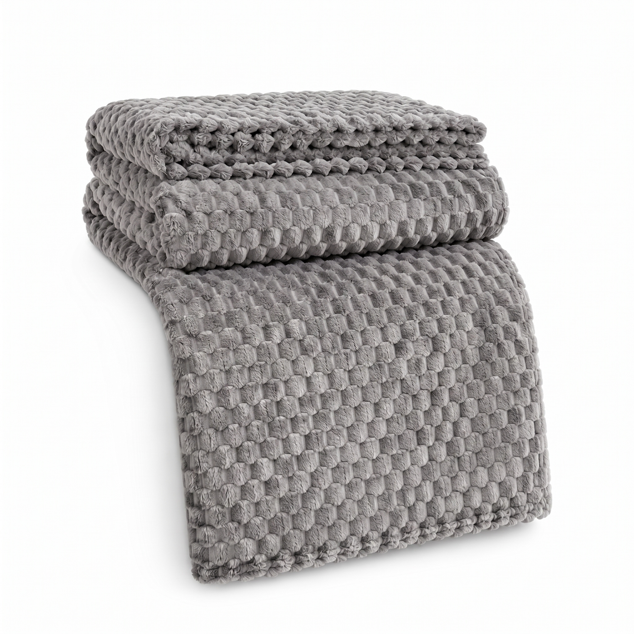 Bolla Soffice textured bubble-knit fleece throw blanket in gray — clean white background product shot