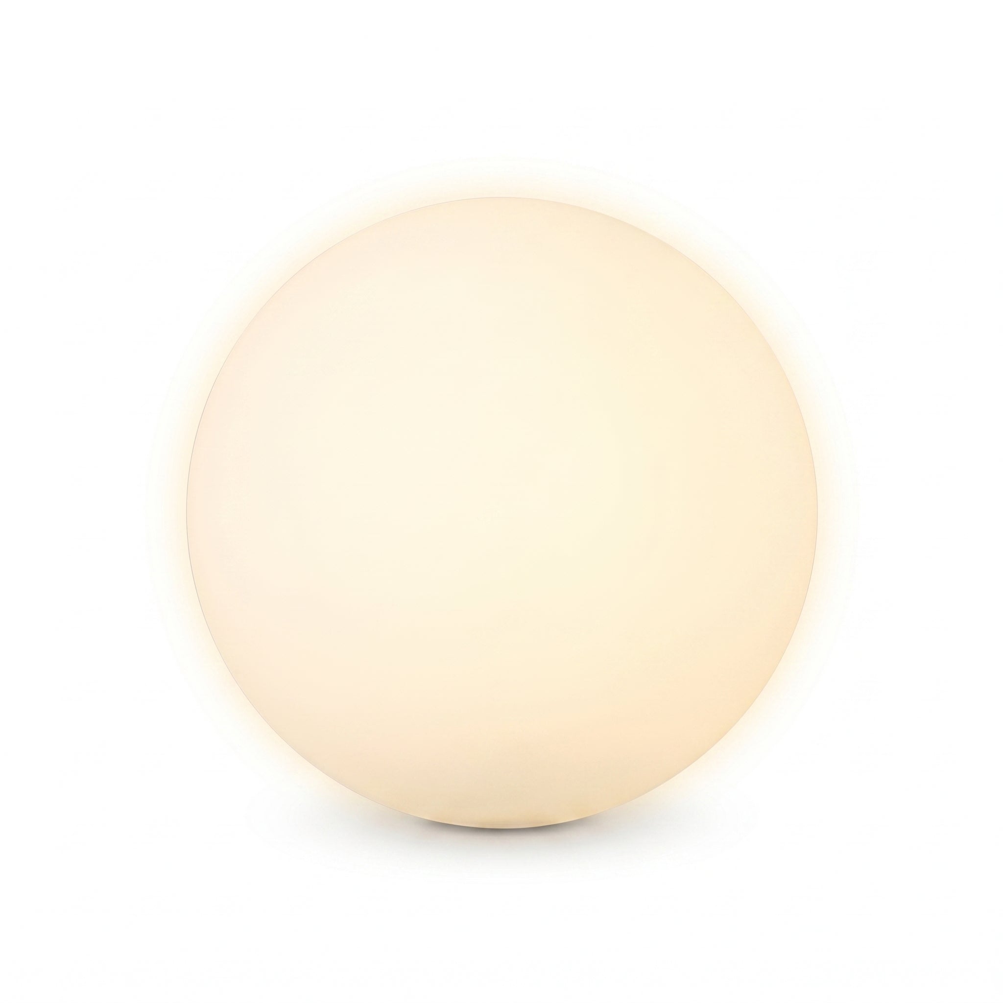 Luna Soffusa frosted glass spherical wall sconce glowing warm white on a clean white background