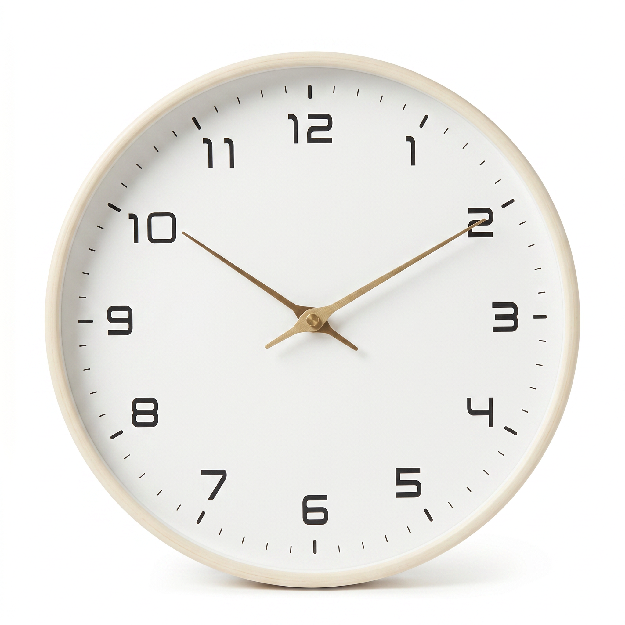 Ora Serena cream wooden wall clock on a pure white background