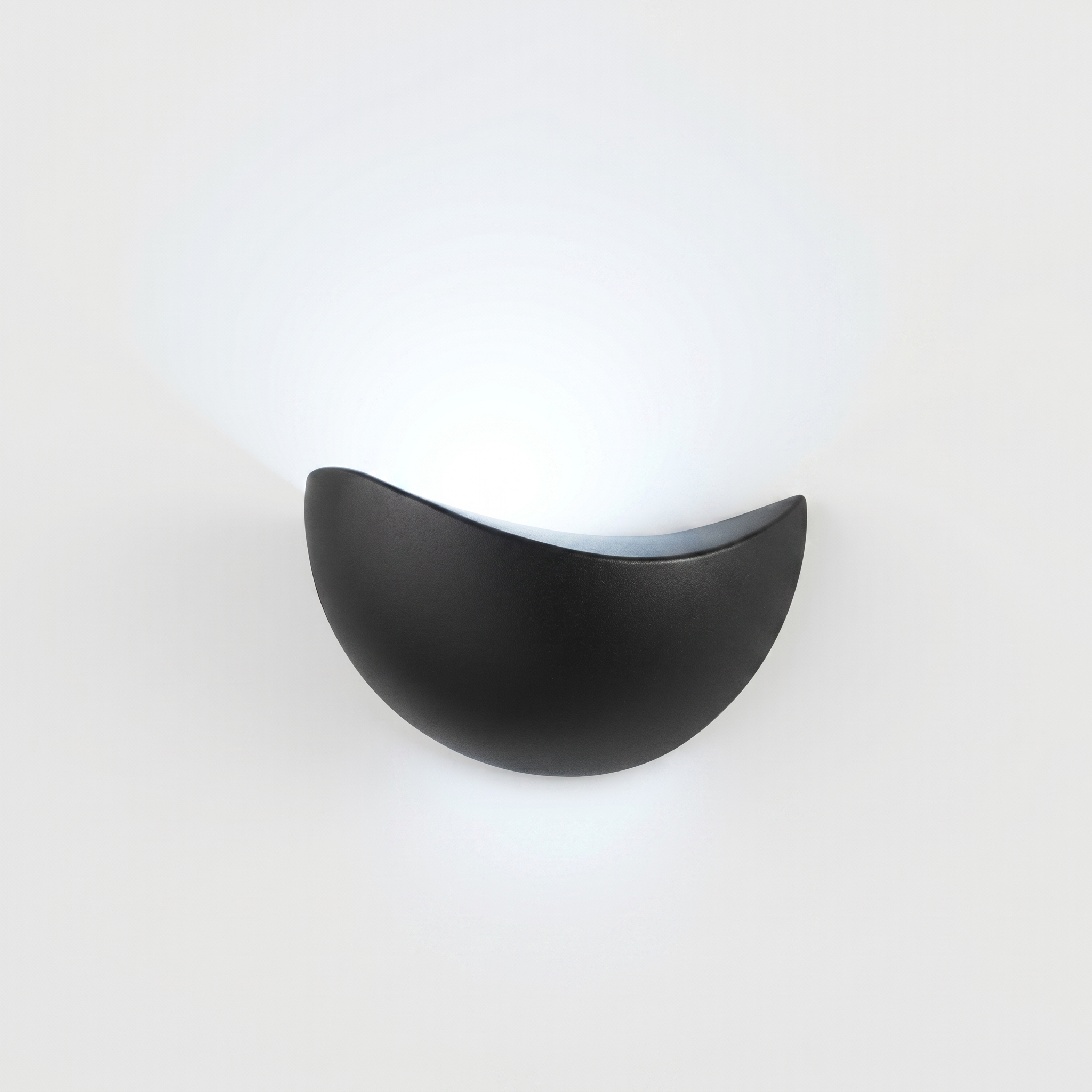 Mezzaluna Half-Round LED Wall Sconce in Black with cool white light